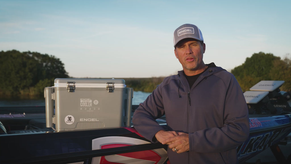 19 Quart Live Bait Cooler, USB-C Rechargeable Aerator and Stainless Hardware for Fishing Trips source demonstration video