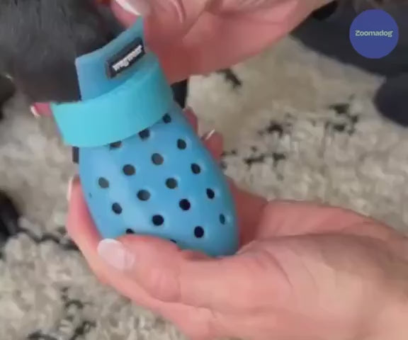Breathable Rubber Dog Boots for Paw Protection and Extra Grip, Sold as a Pair in Seven Colors and Eight Sizes product demonstration video