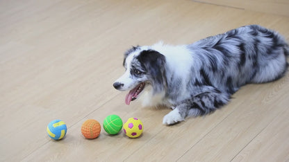 Latex Squeaky Dog Balls 4 Pack Soft Bouncy Sport Fetch Balls for Puppies & Small Dogs - 2.8 Inch Vibrant Color Chew Throw & Fetch Toy Set for Interactive Play