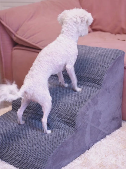 Dog Stairs for High Beds & Sofa - Extra Wide Foam Pet Steps with Non-Slip Bottom, Soft Cushioned Dog Ramp for Couch, Ideal for Small Dogs, Senior & Injured Pets, 2/3/4 Steps, 6 Colors