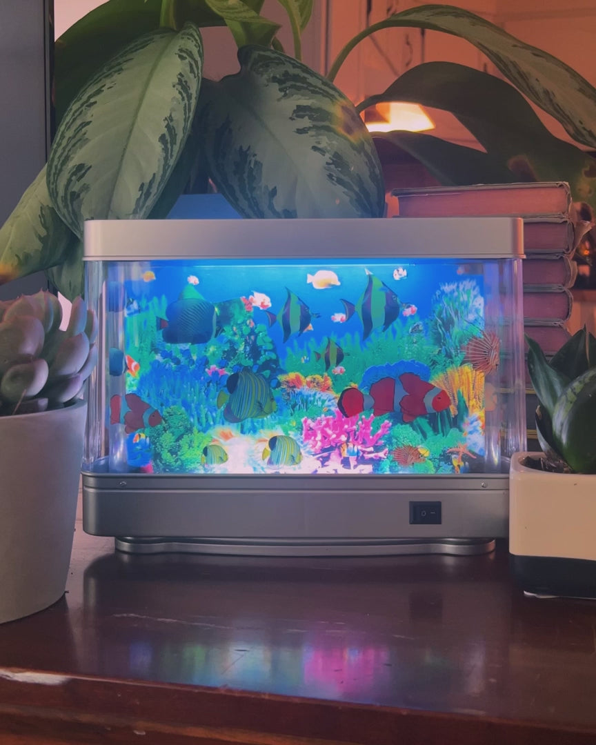 Rotating Tropical Fish Table Lamp for Soft Ambient Light, Quiet Motion in a 10-Inch Y2K-Inspired Design source demonstration video