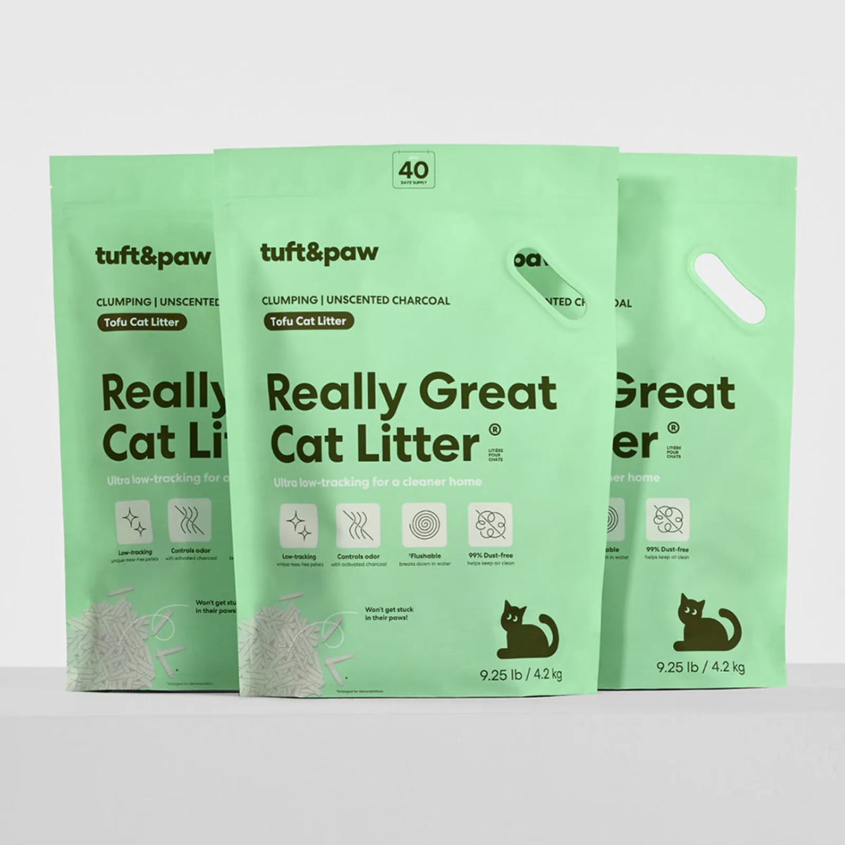 [Size:3-Pack][Formula:Unscented] Really Great Cat Litter - Tuft and Paw
