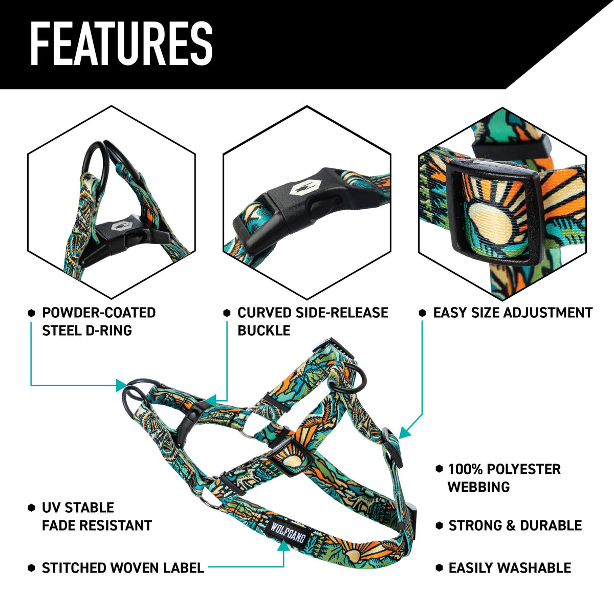 Dog Harness for Comfortable Everyday Walks, Adjustable Abrasion-Resistant Polyester Webbing for Small to XL Dogs